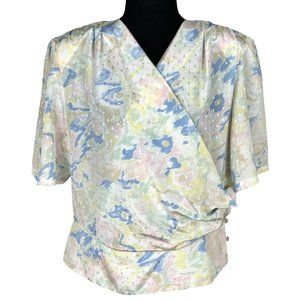 VINTAGE 80s Pastel Short Sleeve Blouse